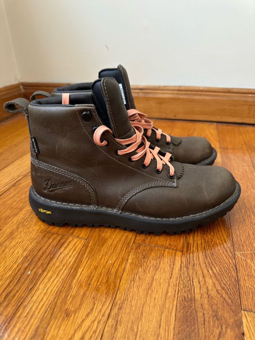 Danner Brown Leather Boots with Pink Laces